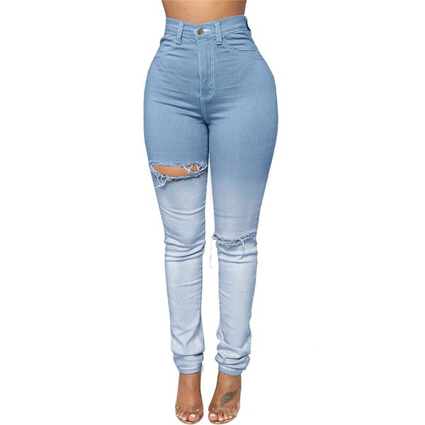 

light blue push up high waist ripped jeans for women cute ladies super high waisted tight butt lift distressed hole jeans