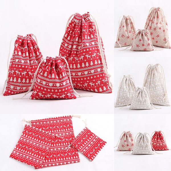 

christmas gift bag storage bag cotton linen drawstring bundle bags xmas candy tea package gift wrap christmas decorations an2132