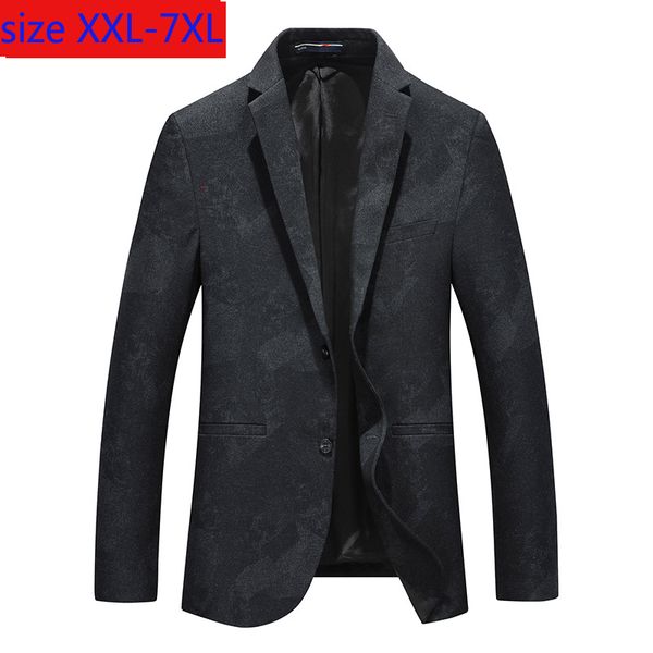 

new arrival fashion super large autumn fashion black printed single breasted casual mens suit jacket blazers plus size xl-7xl, White;black