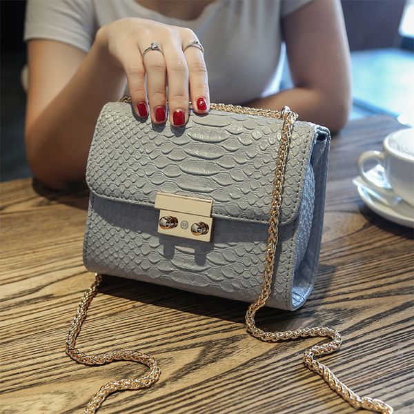 

new crocodile pattern shoulder bags luxury chain handbags designerr women 2019 pu lock crossbody bags for women messenger