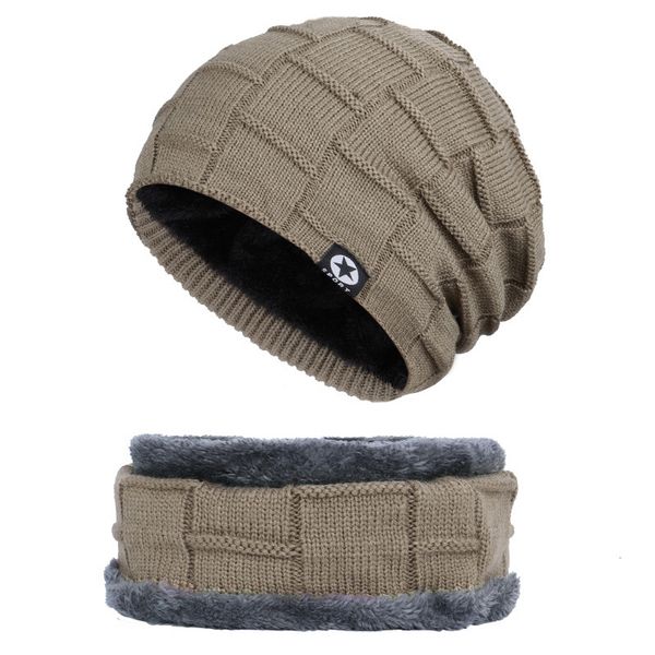 

men women winter warm crochet knit baggy beanie wool skull hat ski cap head scarf set neck warmers gaiters skull cap, White;black