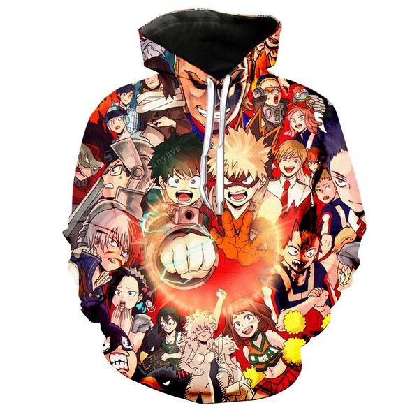 

fanshion hoody cartoon hoodie my hero academia men women hoodies 3d streetwear hodie sweatshirt teen boys girls custom clothes, Black