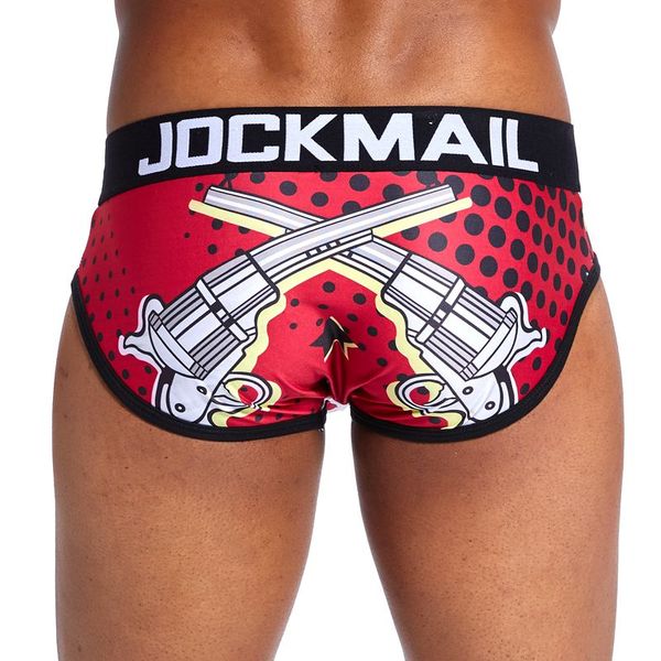 

jockmail brand mens underwear briefs calzoncillos hombre slips printed calcinha cueca gay underwear male panties, Black;white