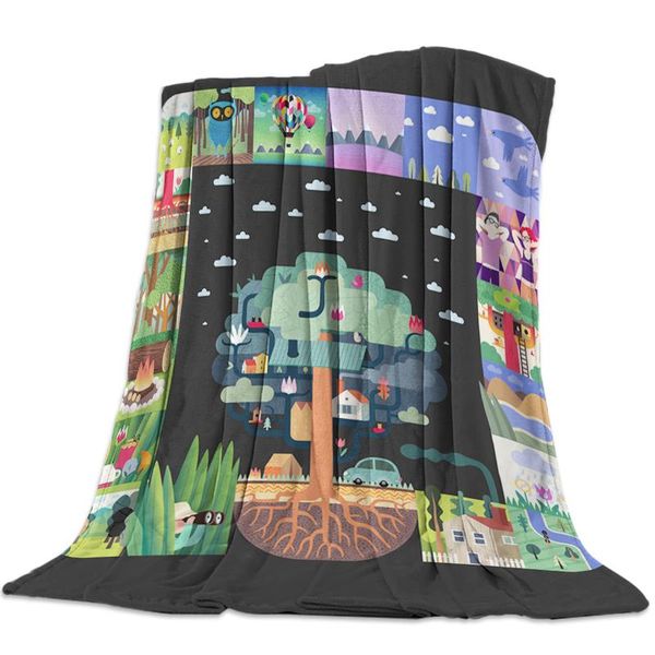 

grid scene around tree nap blanket super soft cozy coral fleece throw blanket bedspread for couch throw travel home textile