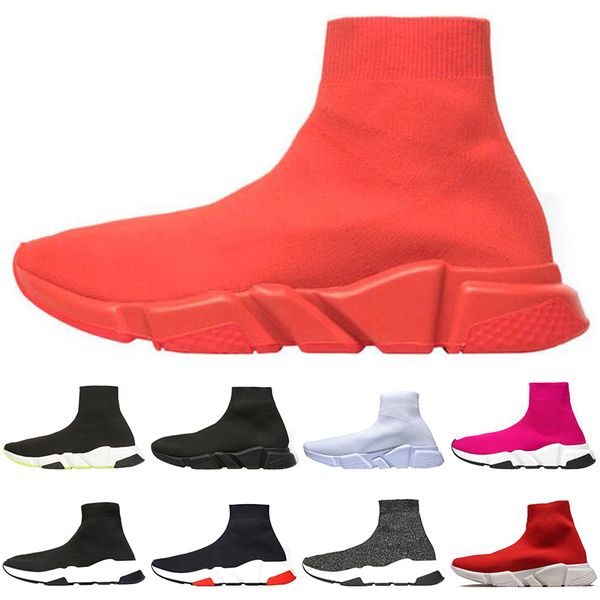 

2019 new fashion luxury designer men women casual socks shoes black white red glitter speed mens trainers flat sock sports sneakers runner