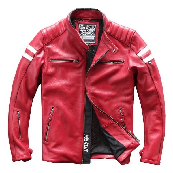

cycling wear stand collar motorcycle men's genuine leather jacket new arrival leather jacket, Black