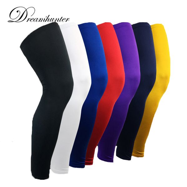 

lengthened elastic sports silicone antiskid long knee support brace pad protector sport basketball leg sleeve sports kneepad, Black;gray