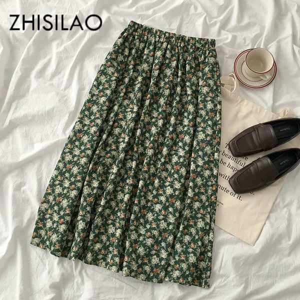 

plus size a-line skirt women summer vintage floral print long skirt mujer 2020 beach wear loose high waist maxi, Black