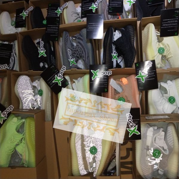 

2019 kanye we t v2 running hoe lundmark reflective hyper pace black reflective glow butter bred cream white men women neaker with box