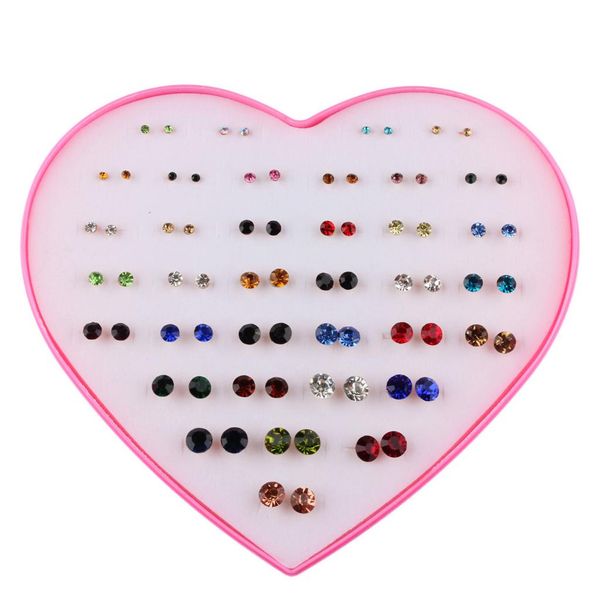 

36 pairs cute stud set love heart box lady girls crystal earring studs gift, Golden