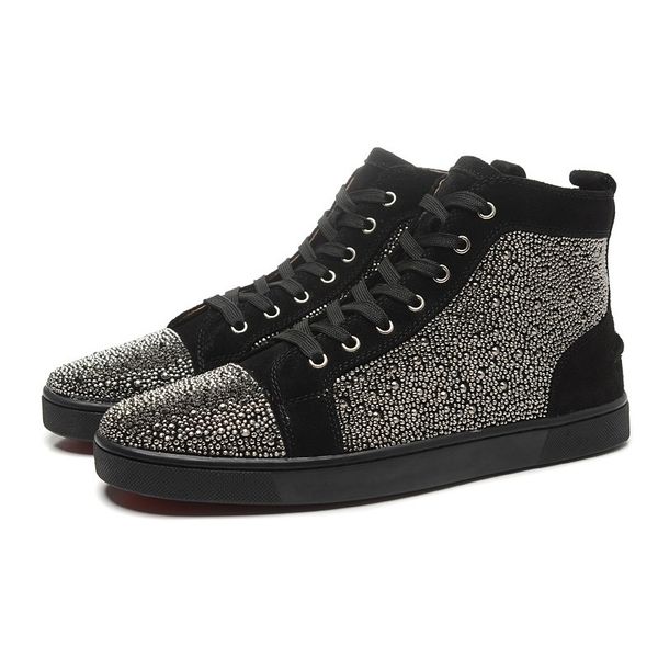 

2019 new designer brand studded spikes flats shoes red bottom shoes for mens women party lovers genuinecasual shoes 35-46 ing, Black