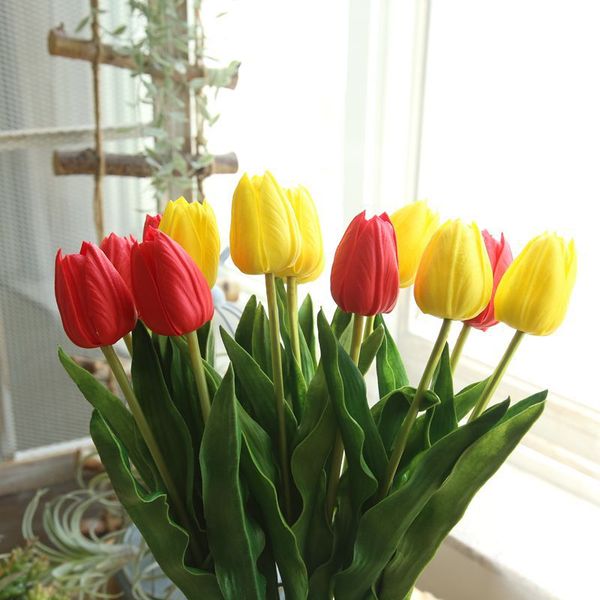 10 pezzi/lotto 46 cm Tulip Arificial Flower Branch PU Latex Touch Tulp Fochi falsi per Display decorativo per matrimoni Fiori