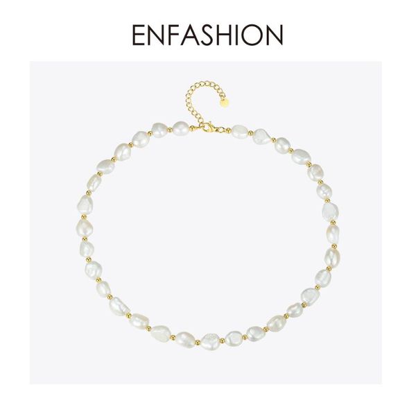 

enfashion natural pearl choker necklace women gold color stainless steel irregular pearl necklace fashion femme jewelry p193050, Silver