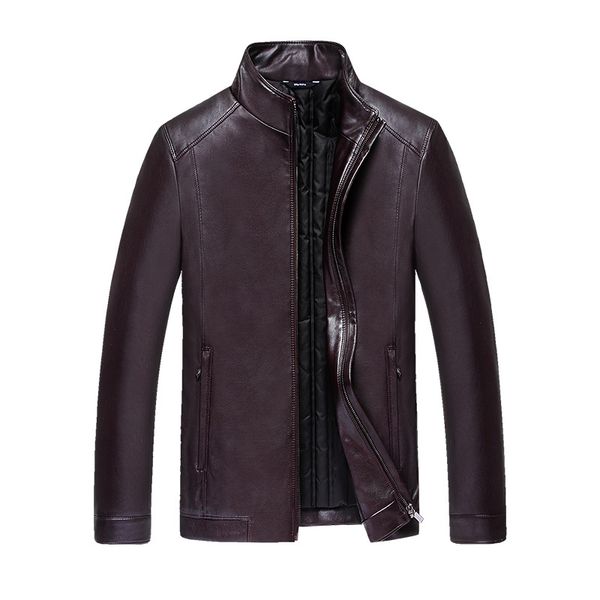 

2019 new arrival winter fashion duck down leather jacket casual winter thick warm pu leather men's down coat m-4xl clothing,968, Black