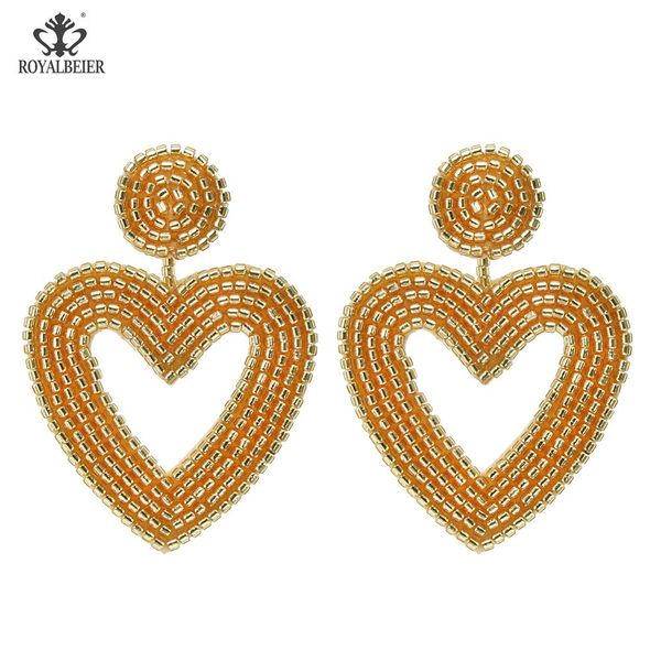 

royalbeier summer fashion ethnic drop earrings heart hand making earings for female pendant fashion jewelry wedding hanging, Silver