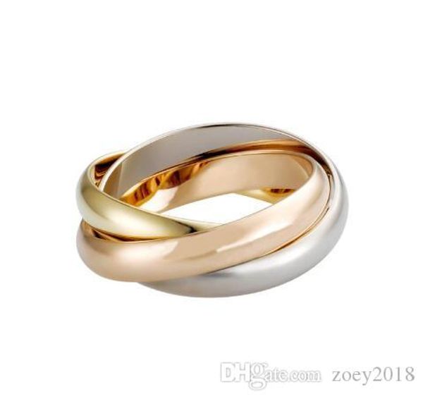 

luxury titanium steel ring gold silver rose carter three layers trinity rings for women girls anillos wedding bands with logo bag