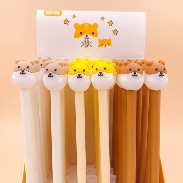 

36pcs/pack 0.5mm black ink creative cartoon animal hamster gel pen/student prize promotion gift sign pen