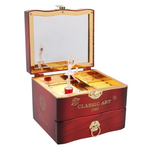 

classic rotating dancer ballerina piano music box clockwork plastic jewelry box girls hand crank music mechanism christmas gift, Pink;blue