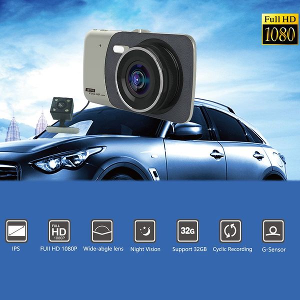 

se001 4 inch ips display 170 degree wide angle dual lens car dvr vehicle video parking recorder night vision dash cam