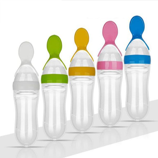 2019 Baby Squeezing Feeding Bottle Silicone Training Rice Spoon