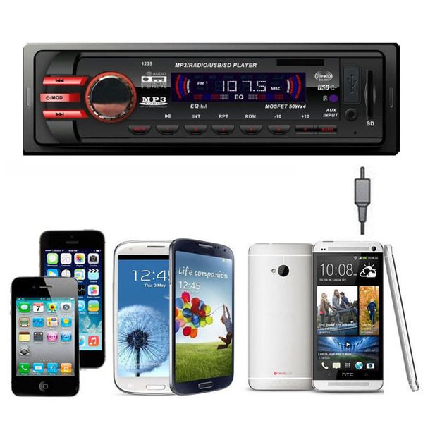 

multifunction autoradio car audio stereo in dash fm with mp3 player usb sd input aux receiver 1235 @009