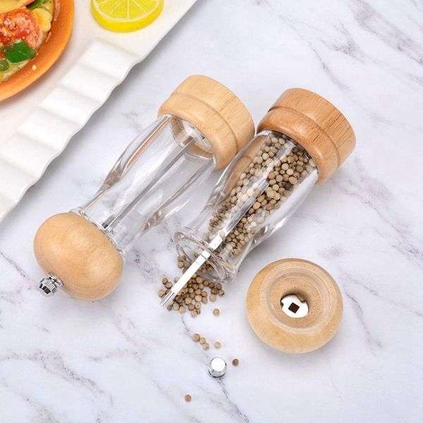 

акриловая соль и перец grinder set, деревянная соль и перец grinder, transparent подходит для пикника, вечеринок, ресторан, ужин