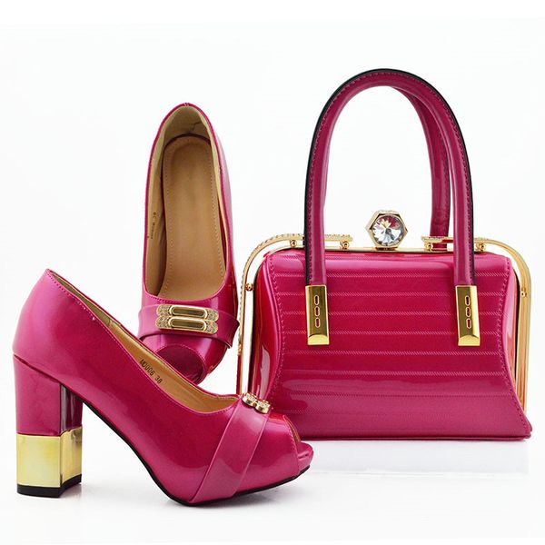 

fashion fuchsia women cover shoes match bag set with crystal african pumps and handbag for dress md006,heel 9.5cm, Black