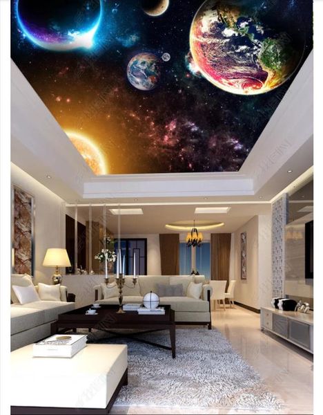 

custom 3d p ceiling zenith interior decorative mural fantasy universe starry sky planet bedroom living room zenith ceiling mural