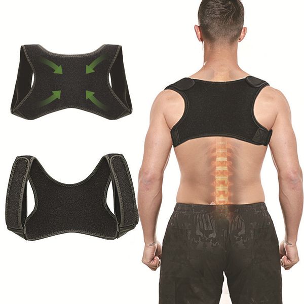 

back support invisible shoulder posture corrector trainer adjustable brace straight holder clavicle for men women children, Black;blue