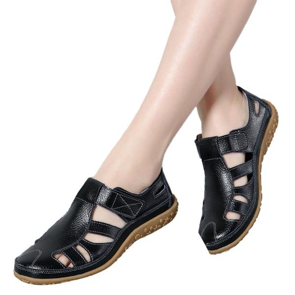 

2020 summer casual shoes woman fashion lady retro solid color beach ladies sandals versatile flat shoes casual soft sandals #4, Black