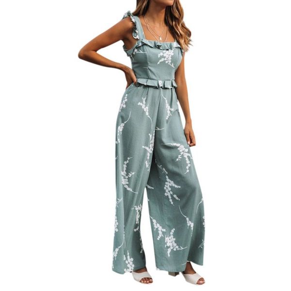 

sling vest summer women jumpsuit halter jumpsuitfashion ruffled one-piece trousers, Black;white