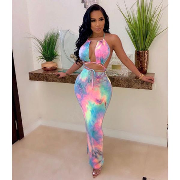 

womens new skirts womens tie-dye print dress fashion ladys halter dresses 2020 selling casual bodycon dresses new party style skirts, Black;gray