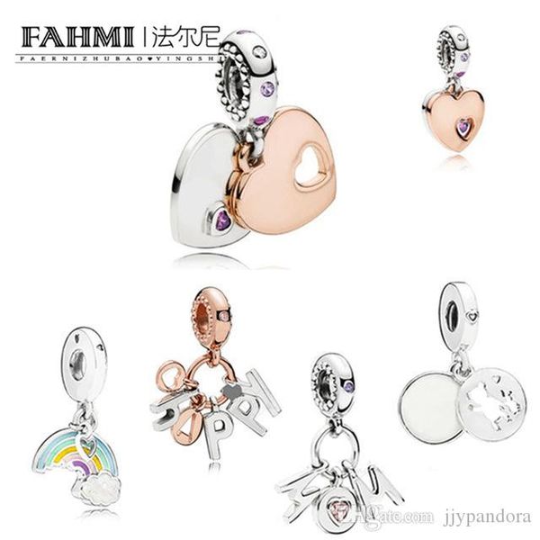 

fahmi 100% 925 sterling silver new heart mother's day rainbow pendant diy charm necklace wholesale manufacturers wholesale, Black