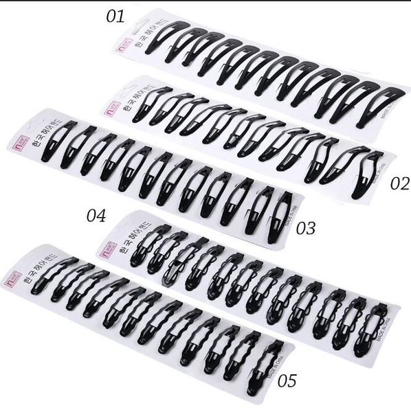 

12pcs/pack portable black snap hair clips women girls hairpins barrettes hairgrips child headwear hair styling tools g0307, Golden;silver