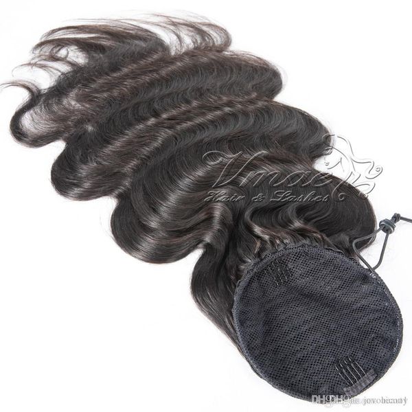 

vmae brazilian natural black virgin drawstring ponytail horsetail 14 to 30 inch weave straight body wave real human hair ponytail