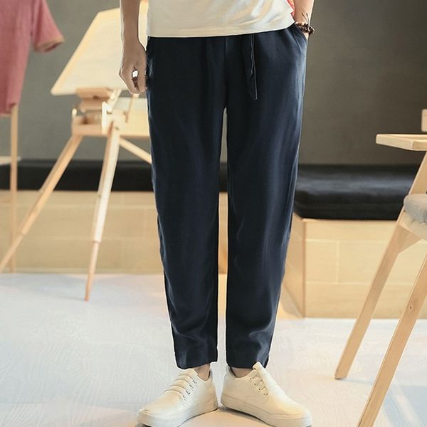 

новое поступление 2017 льняные брюки мужчины китайский стиль мужские брюки льняные брюки мужские плюс размер -4xl ta309, Red