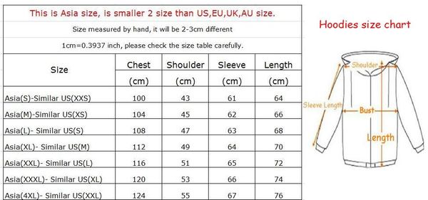 Asian Sweater Size Chart