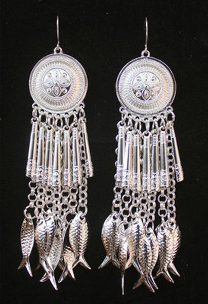 

of fashionable fringed fish earrings with selling seedlings and silver earrings