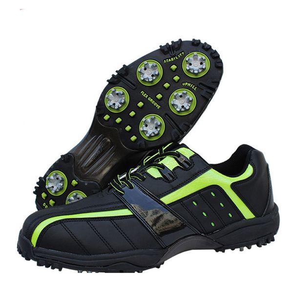 

new arrival golf shoes men sport sneakers synthetic leather waterproof soft outsole fitted nail black and white sport shoes