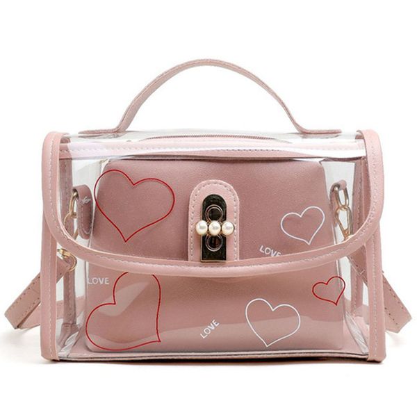 

новые дамы моды сумка прозрачная сумка женский trend jelly дамы плеча малый квадрат розовый