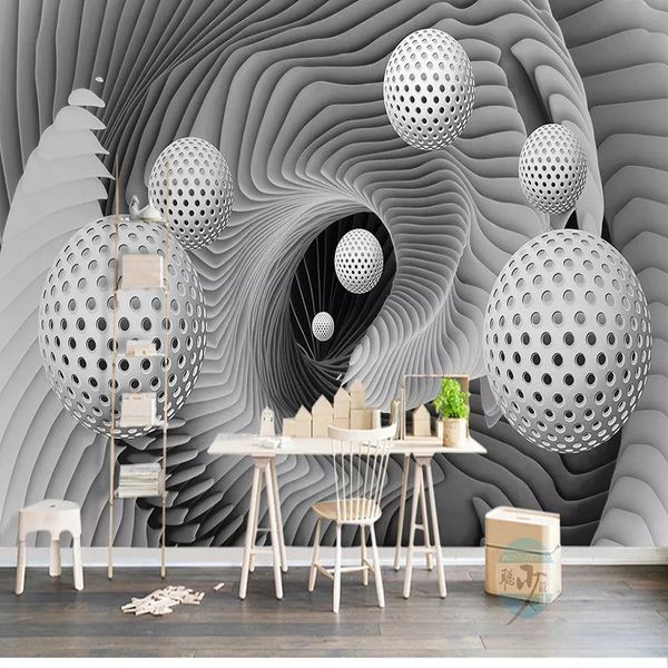 

custom large mural 3d wallpaper modern creative 3d extended geometric sphere living room tv back wall decor deep 5d embossed