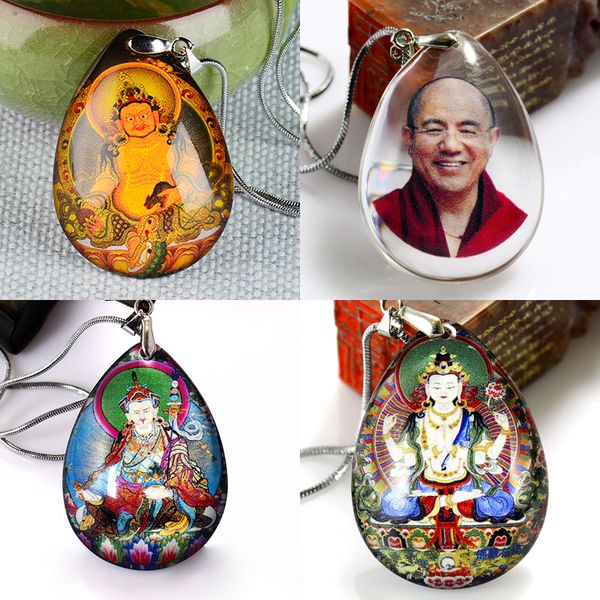 

new thangka double-sided custom green tara buddha statue heart shape necklace attachment supplies guanyin bodhisattva pendant 50pcs per lot, Silver