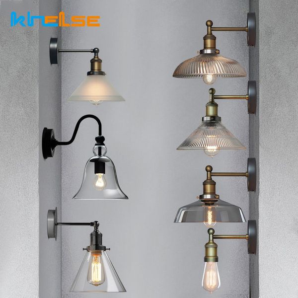 

nordic modern vintage loft lamps glass wall sconce mirror wall lights bedside bar restaurant lighting retro edison e27 fixtures