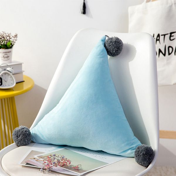 

triangular cushion pompom ball nordic super soft cushion sofa living room decoration birthday gift fping