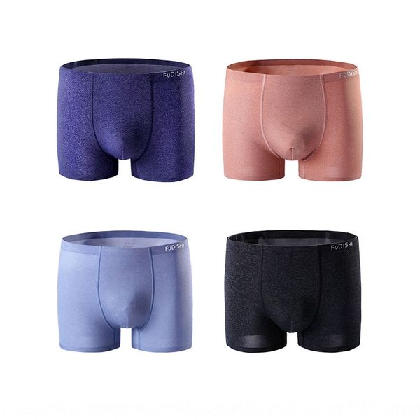 

xulxl 508# men's underwear ice silk traceless underwear and shorts modal boxer pants head middle waist breathable one-piece four-corner, Black;white