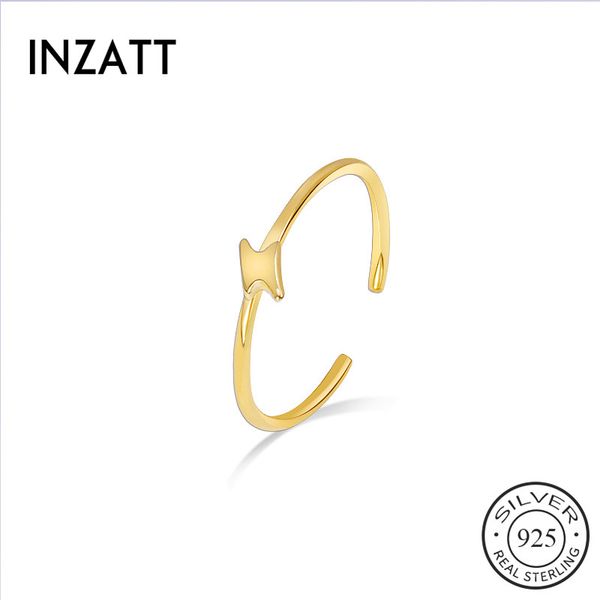 

inzareal 925% sterling silver minimalist adjustable ring for fashion women party fine jewelry geometric accessories, Golden;silver