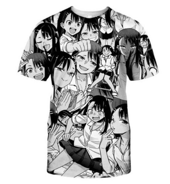 

funny please dont bully me nagatoro t-shirt cool black white anime tee couple summer short sleeve hip hop t shirt u1386, White;black