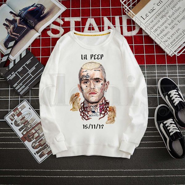 

men's hoodies & sweatshirts rapper lil peep 90s hell boy cry baby sweatshirt print trend mens clothes hip-hop male crewneck men, Black