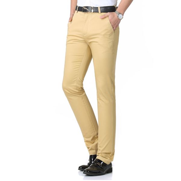 

man business casual pant khaki navy blue modal cotton trousers male leisure straight bottoms men plus size pants office trouser, Black