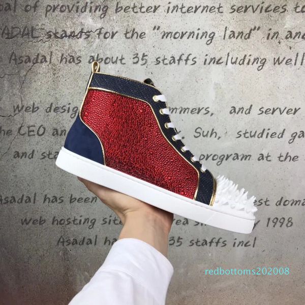 

pik pik spikes & strass & high red bottom sneakers shoes for party men's sneaker pecfect walking shoes r08, Black